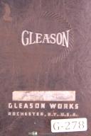 Gleason-Gleason No 20 Spur Gear Testing Machine Operators Instruction Manual Year (1942)-#20-No. 20-01